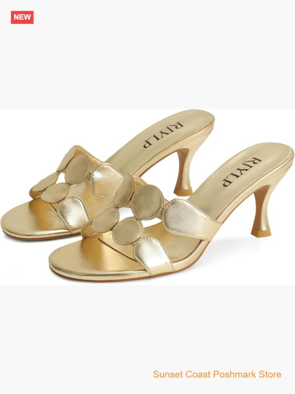 Kitten Heels Mules Circle Cutout Slip on Slides Sandals Dressy Casual Shoes